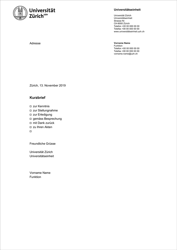 UZH-Kurzbrief