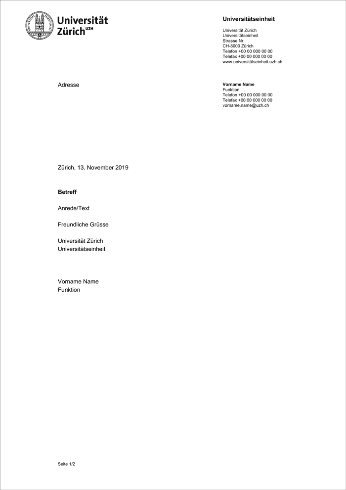 UZH-Brief